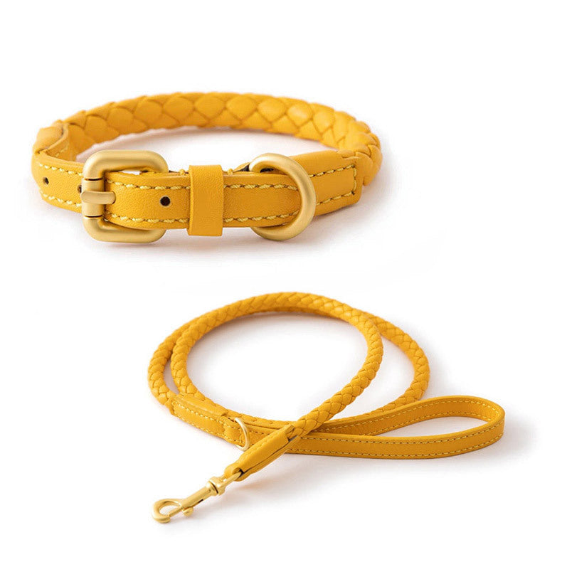 Premium-Set Hundehalsband und Leine aus PU Leder original